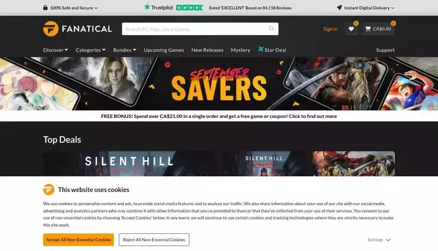 fanatical.com homepage screenshot