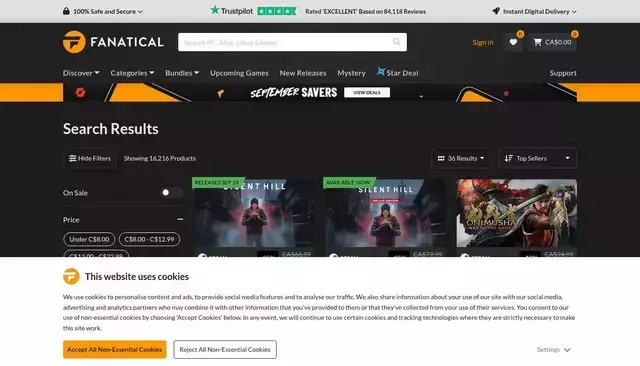 fanatical.com homepage screenshot
