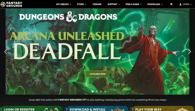 fantasygrounds.com homepage screenshot