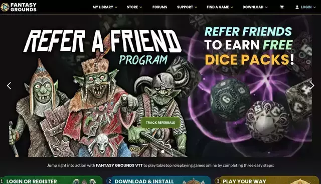 fantasygrounds.com homepage screenshot