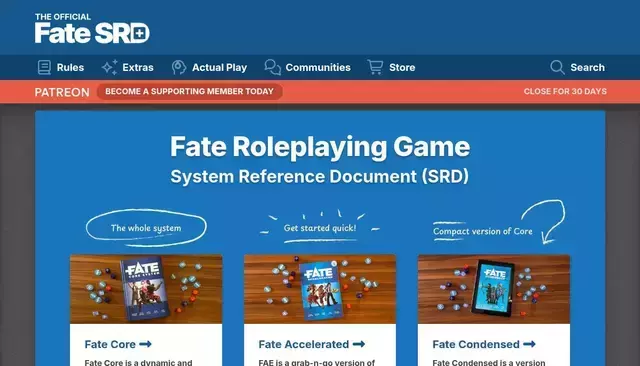 fate-srd.com homepage screenshot