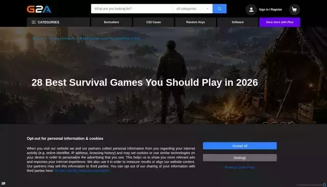g2a.com homepage screenshot