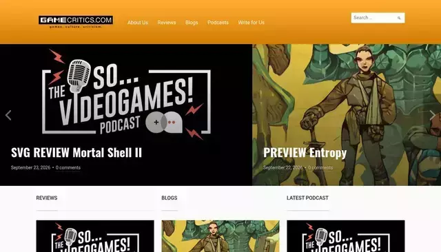 gamecritics.com homepage screenshot