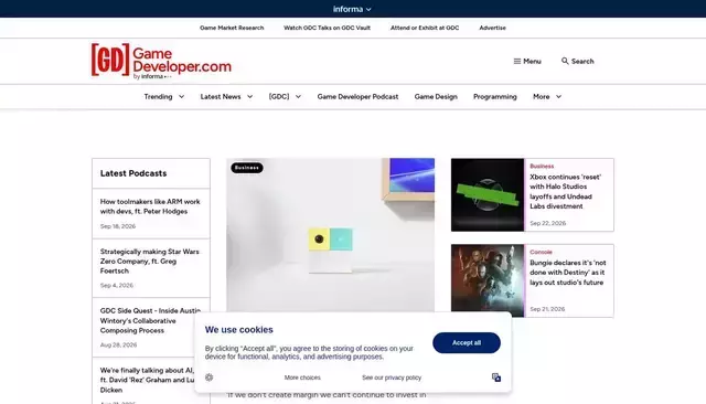 gamedeveloper.com homepage screenshot