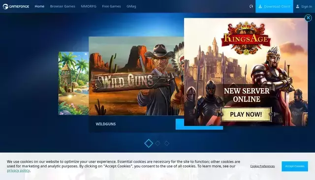 gameforge.com homepage screenshot