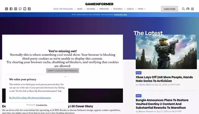 gameinformer.com homepage screenshot