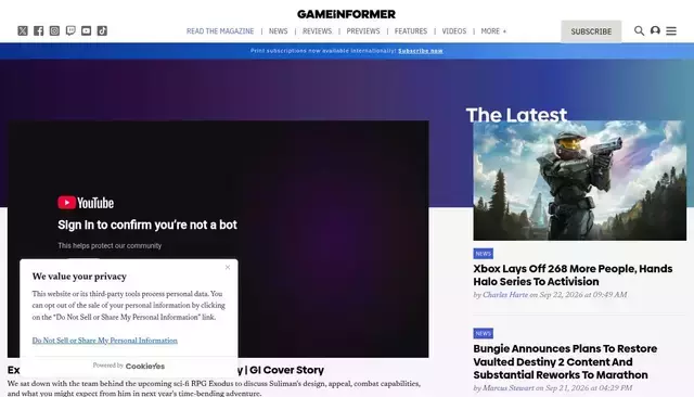 gameinformer.com homepage screenshot