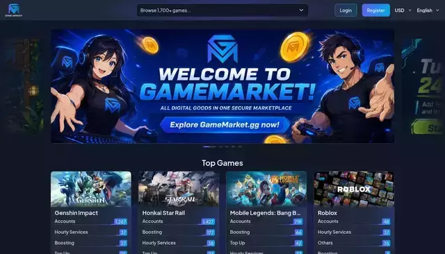 gamemarket.gg homepage screenshot