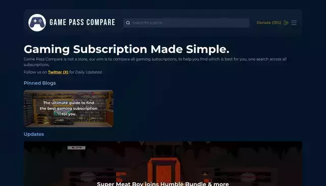 gamepasscompare.com homepage screenshot