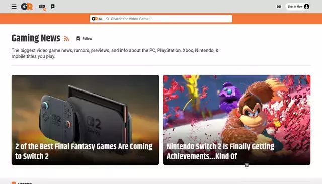 gamerant.com homepage screenshot