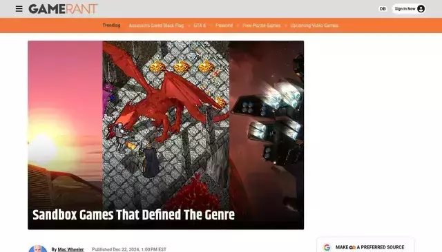 gamerant.com homepage screenshot
