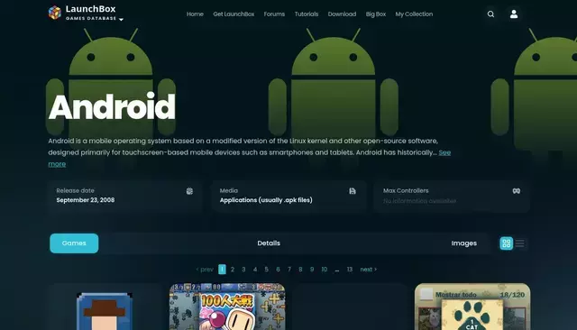 gamesdb.launchbox-app.com homepage screenshot