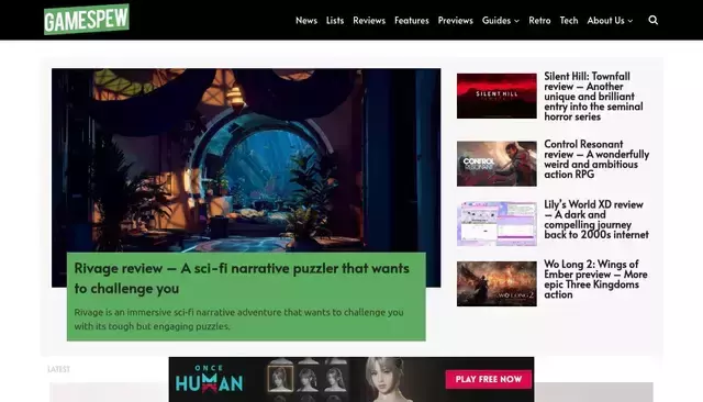 gamespew.com homepage screenshot