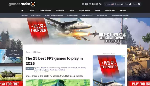 gamesradar.com homepage screenshot