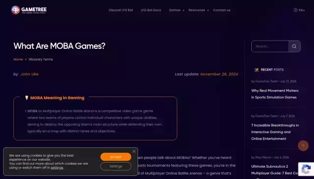 gametree.me homepage screenshot