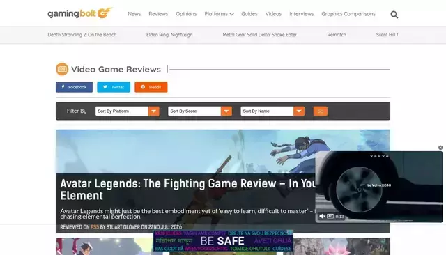 gamingbolt.com homepage screenshot