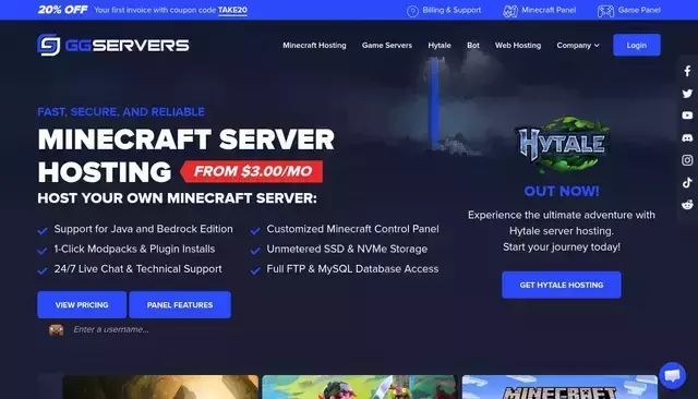 ggservers.com homepage screenshot