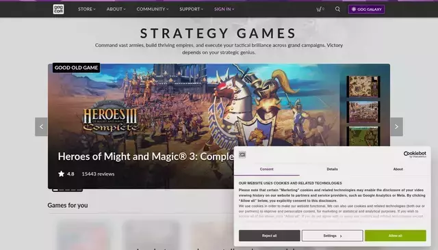 gog.com homepage screenshot