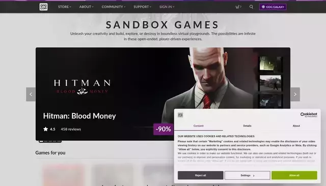 gog.com homepage screenshot