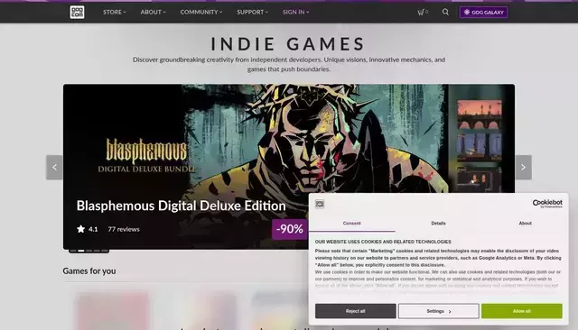 gog.com homepage screenshot