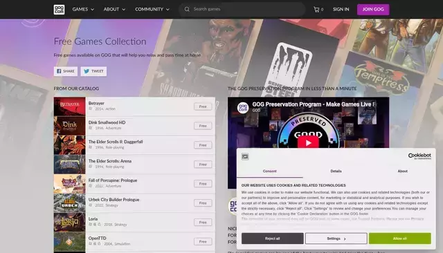 gog.com homepage screenshot