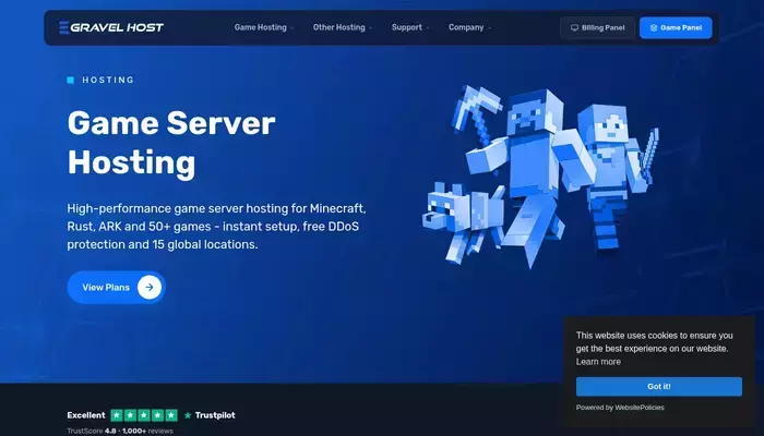 gravelhost.com homepage screenshot