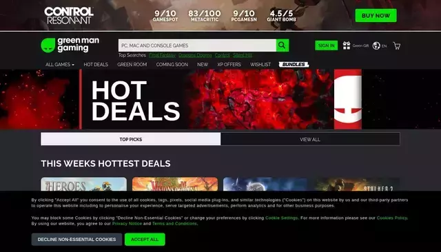 greenmangaming.com homepage screenshot