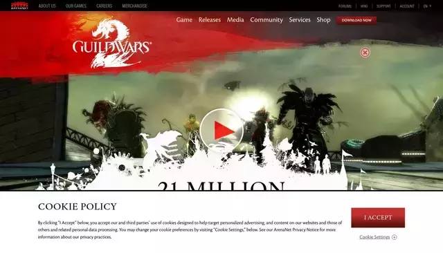 guildwars2.com homepage screenshot