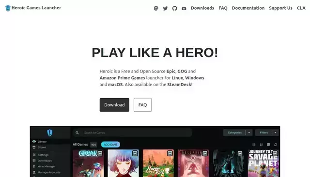 heroicgameslauncher.com homepage screenshot