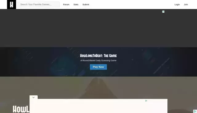 howlongtobeat.com homepage screenshot
