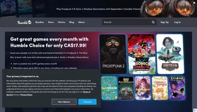 humblebundle.com homepage screenshot