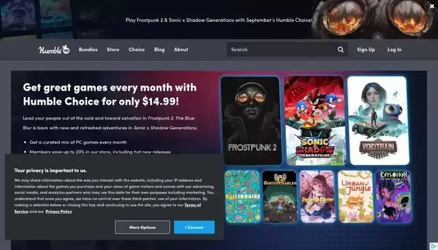 humblebundle.com homepage screenshot