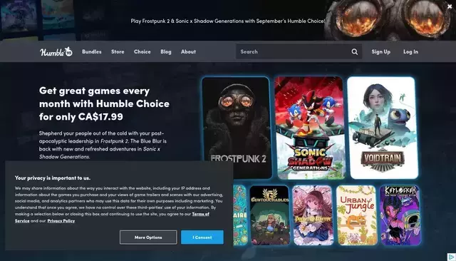 humblebundle.com homepage screenshot