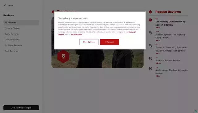 ign.com homepage screenshot
