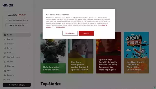 ign.com homepage screenshot