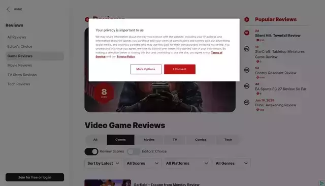 ign.com homepage screenshot