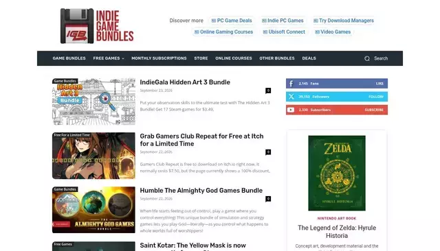 indiegamebundles.com homepage screenshot