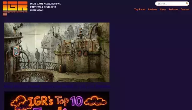 indiegamereviewer.com homepage screenshot
