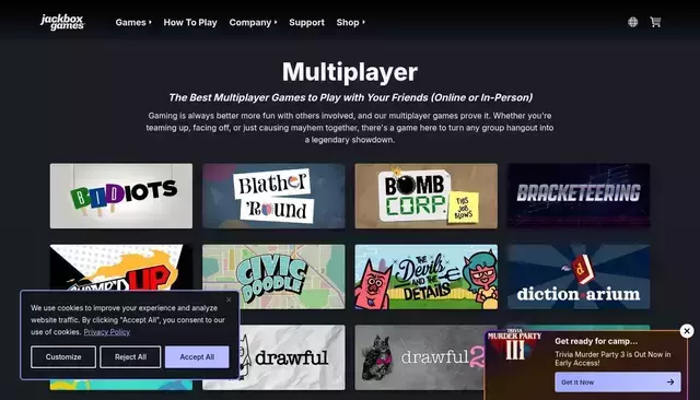 www.jackboxgames.com homepage screenshot