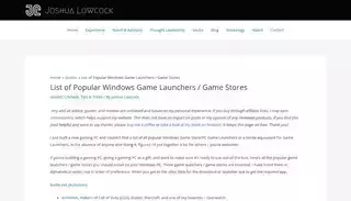 Joshua Low Cock List of Popular Windows Game Launchers / Game Stores