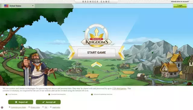 kingdoms.com homepage screenshot