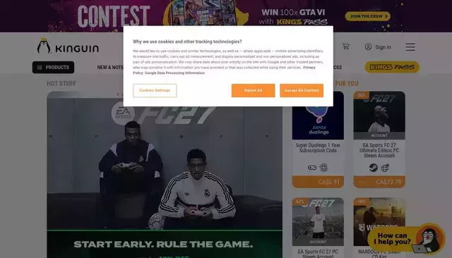 kinguin.net homepage screenshot