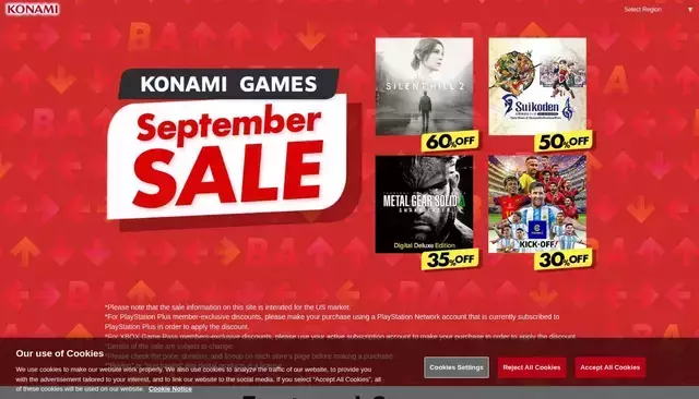 konami.com homepage screenshot