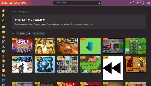 kongregate.com homepage screenshot