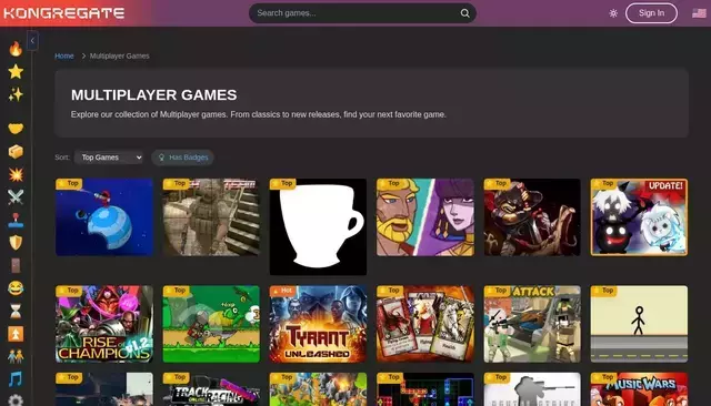 kongregate.com homepage screenshot