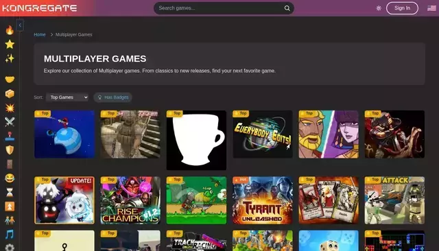 kongregate.com homepage screenshot