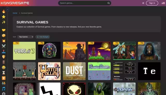 kongregate.com homepage screenshot