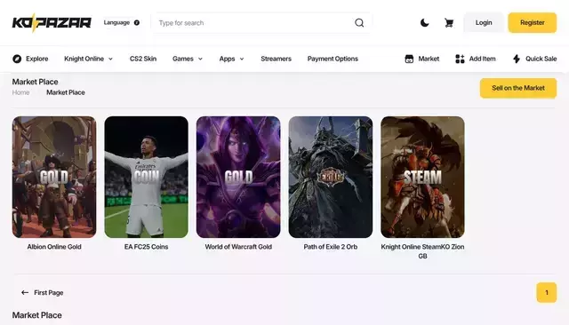 kopazar.com homepage screenshot