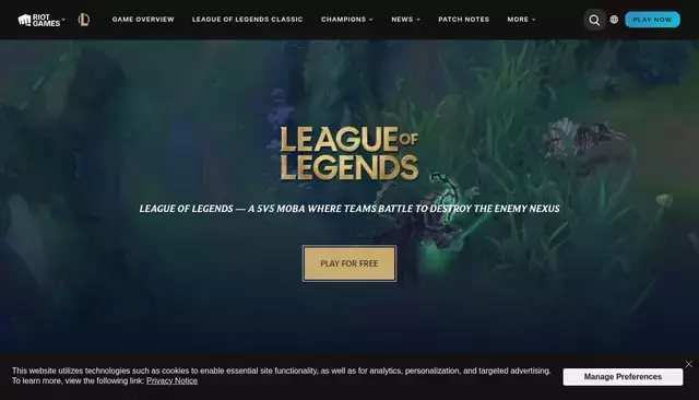 leagueoflegends.com homepage screenshot