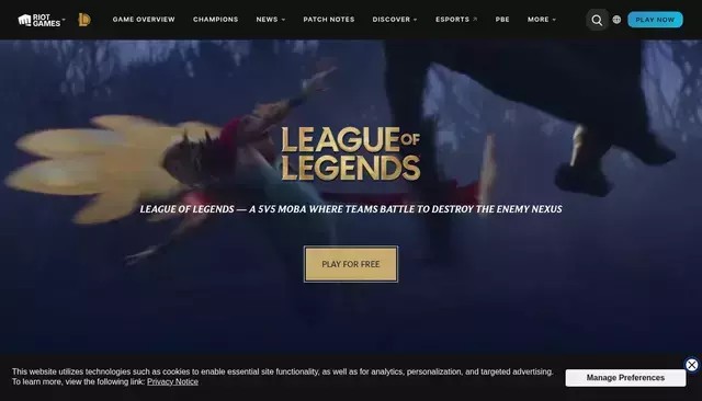 leagueoflegends.com homepage screenshot